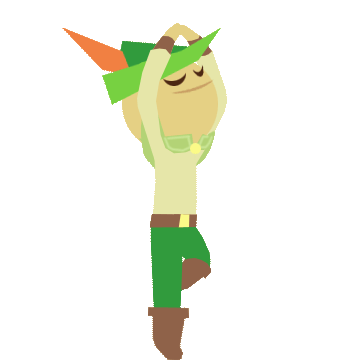 A gif of the Bard, from the game Wandersong, doing a pirouette with their eyes closed and their arms above their head.